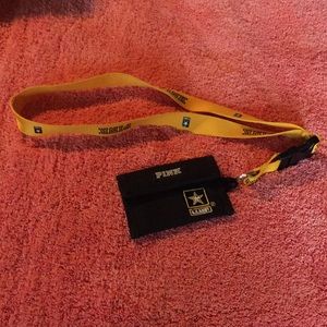 Pink Army lanyard and card holder 